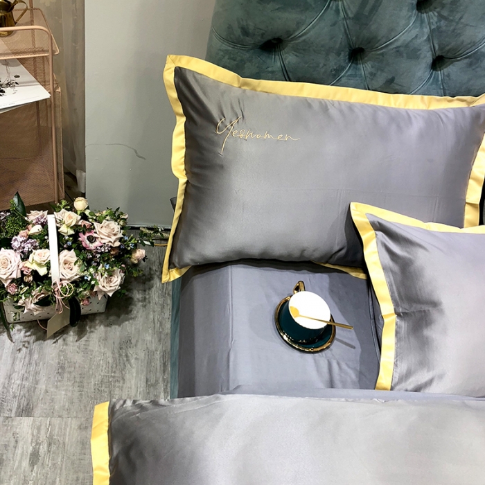 91家纺网 家纺一手货源 找家纺 安妮 2020新款水洗真丝凯茜四件套（实拍图） 光泽灰