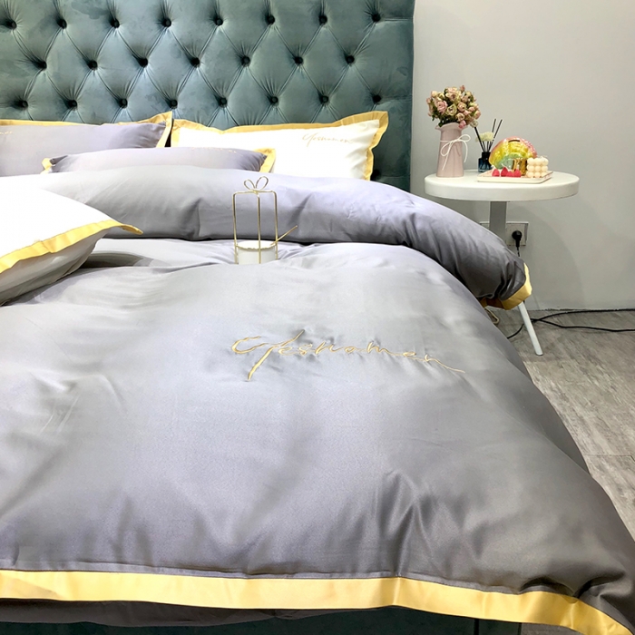 91家纺网 家纺一手货源 找家纺 安妮 2020新款水洗真丝凯茜四件套（实拍图） 光泽灰