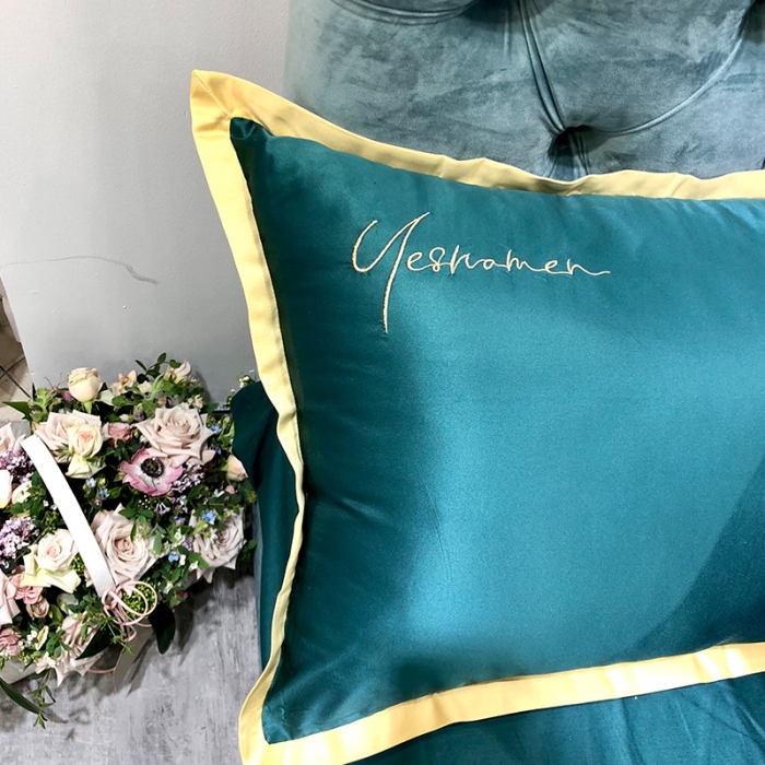 91家纺网 家纺一手货源 找家纺 安妮 2020新款水洗真丝凯茜四件套（实拍图）墨绿