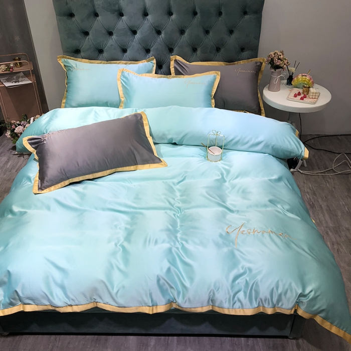 91家纺网 家纺一手货源 找家纺 安妮 2020新款水洗真丝凯茜四件套（实拍图） 松石绿