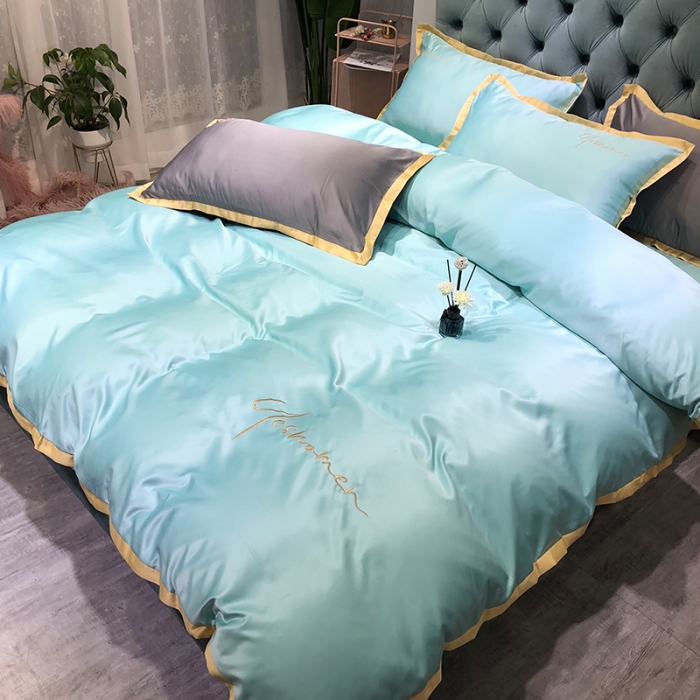 91家纺网 家纺一手货源 找家纺 安妮 2020新款水洗真丝凯茜四件套（实拍图） 松石绿