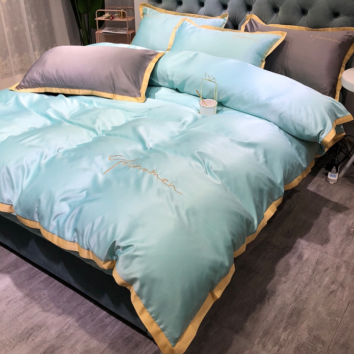 91家纺网 家纺一手货源 找家纺 安妮 2020新款水洗真丝凯茜四件套（实拍图） 松石绿