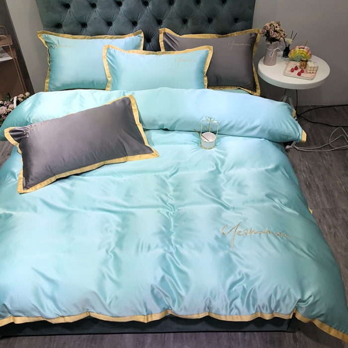 91家纺网 家纺一手货源 找家纺 安妮 2020新款水洗真丝凯茜四件套（实拍图） 松石绿