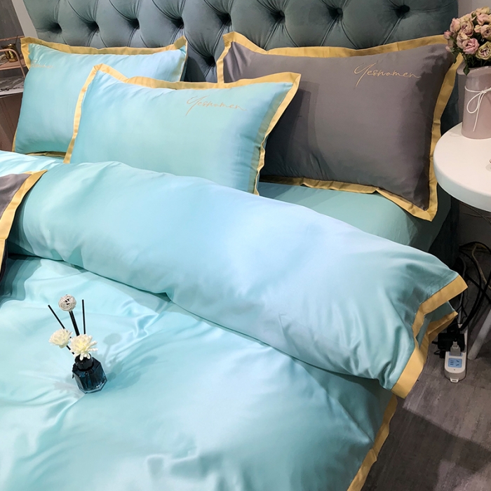 91家纺网 家纺一手货源 找家纺 安妮 2020新款水洗真丝凯茜四件套（实拍图） 松石绿