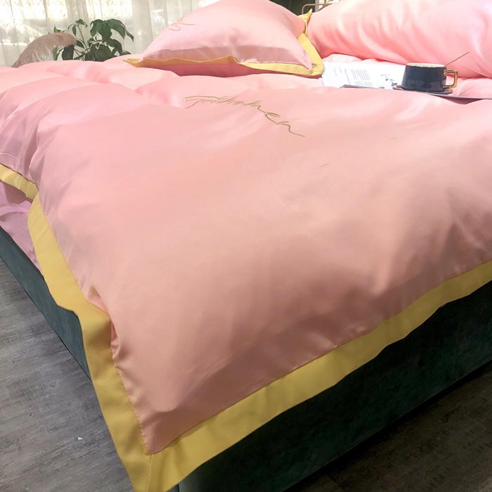 91家纺网 家纺一手货源 找家纺 安妮 2020新款水洗真丝凯茜四件套（实拍图） 玉粉