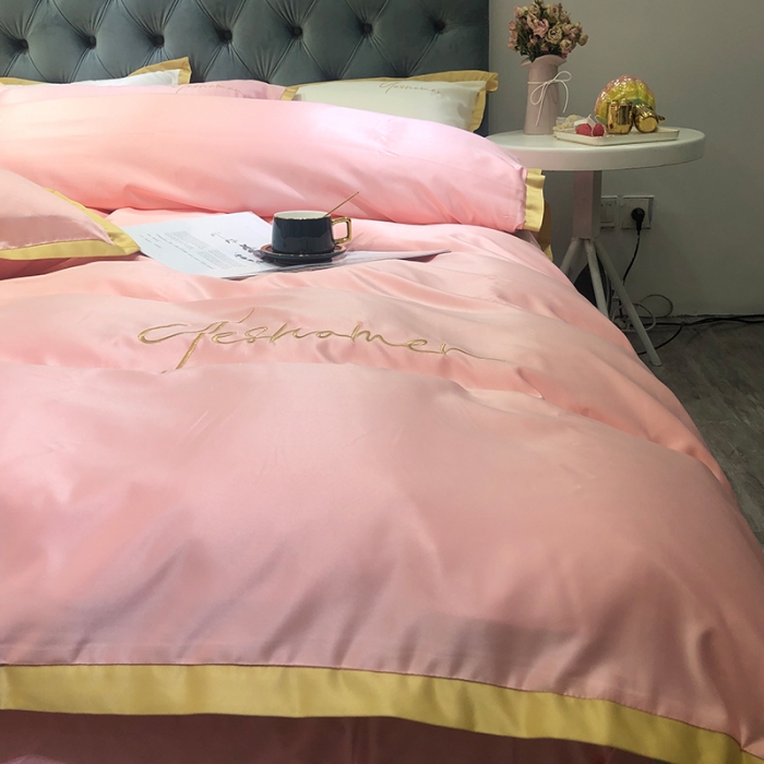 91家纺网 家纺一手货源 找家纺 安妮 2020新款水洗真丝凯茜四件套（实拍图） 玉粉