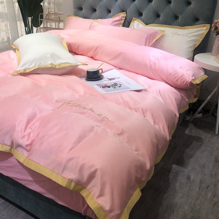 91家纺网 家纺一手货源 找家纺 安妮 2020新款水洗真丝凯茜四件套（实拍图） 玉粉