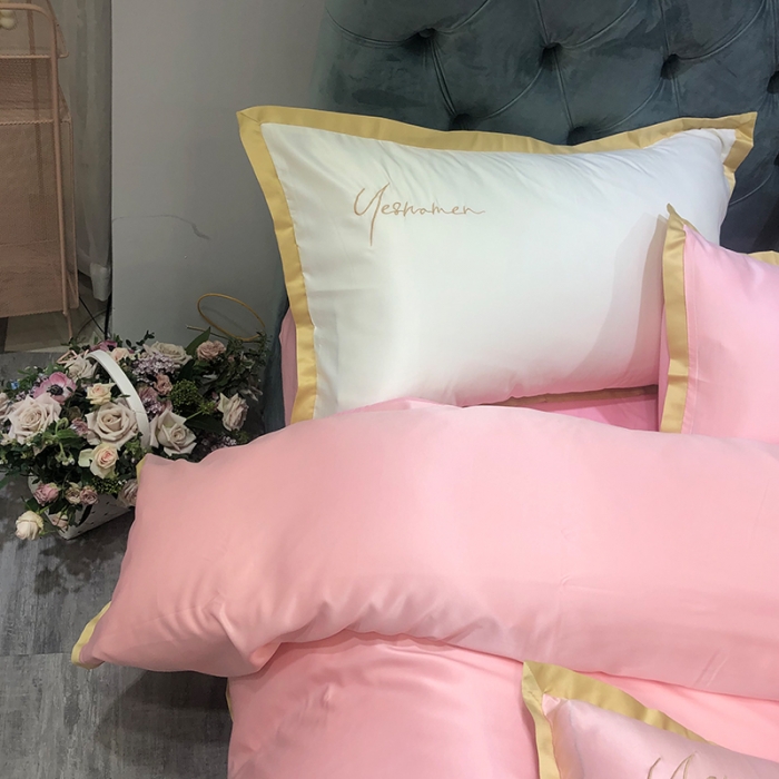 91家纺网 家纺一手货源 找家纺 安妮 2020新款水洗真丝凯茜四件套（实拍图） 玉粉