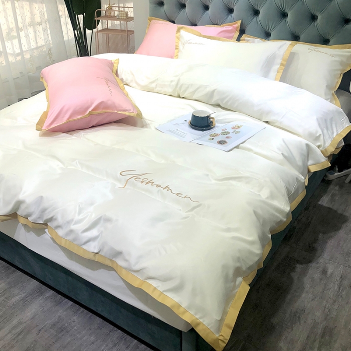 91家纺网 家纺一手货源 找家纺 安妮 2020新款水洗真丝凯茜四件套（实拍图） 月光白