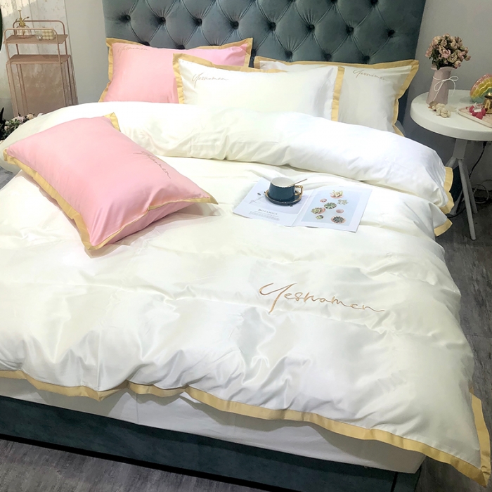 91家纺网 家纺一手货源 找家纺 安妮 2020新款水洗真丝凯茜四件套（实拍图） 月光白