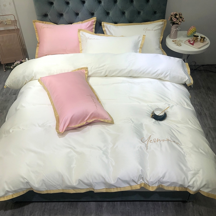 91家纺网 家纺一手货源 找家纺 安妮 2020新款水洗真丝凯茜四件套（实拍图） 月光白