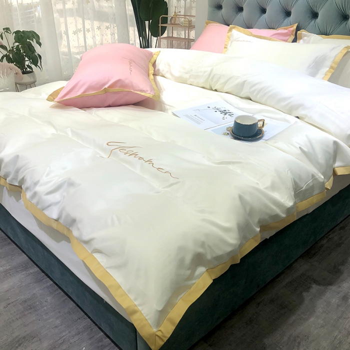 91家纺网 家纺一手货源 找家纺 安妮 2020新款水洗真丝凯茜四件套（实拍图） 月光白