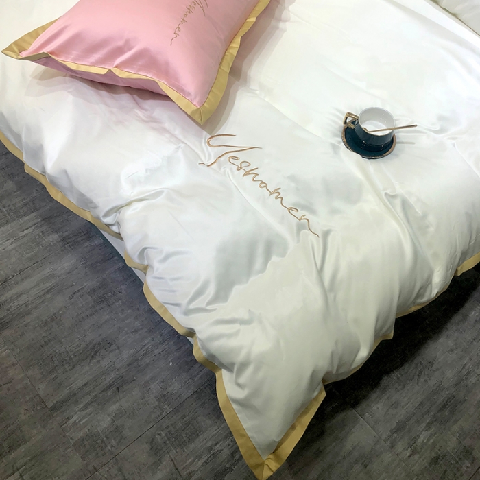 91家纺网 家纺一手货源 找家纺 安妮 2020新款水洗真丝凯茜四件套（实拍图） 月光白