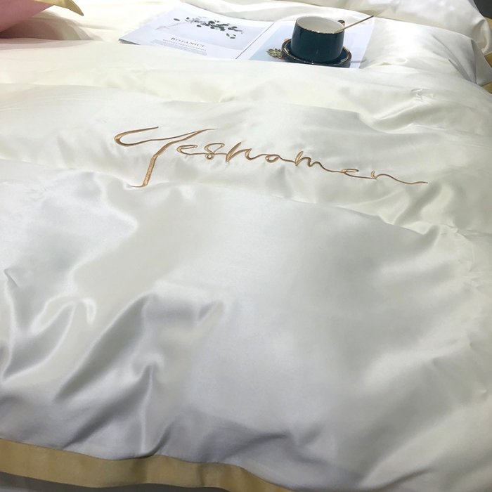 91家纺网 家纺一手货源 找家纺 安妮 2020新款水洗真丝凯茜四件套（实拍图） 月光白