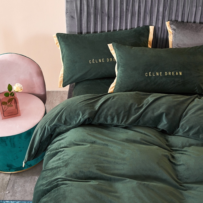 91家纺网 家纺一手货源 找家纺 （总）安妮2020赛琳娜丽丝绒水晶绒四件套床笠款带包装棚拍图