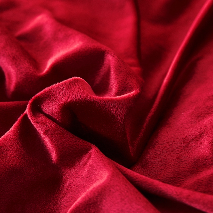 91家纺网 家纺一手货源 找家纺 安妮2020赛琳娜丽丝绒水晶绒四件套床单款带包装棚拍图 酒红