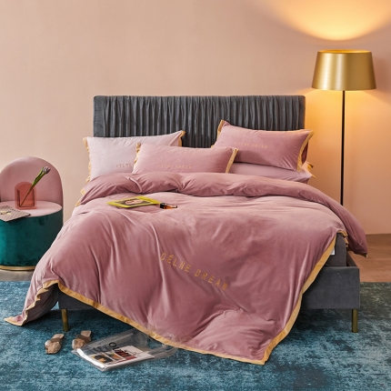 安妮2020赛琳娜丽丝绒水晶绒四件套床单款带包装棚拍图 豆沙