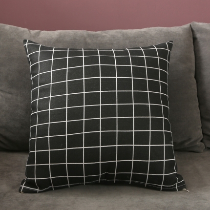 91家纺网 家纺一手货源 找家纺 橘夏纺织品 2025新款 橘夏 抱枕 黑格子