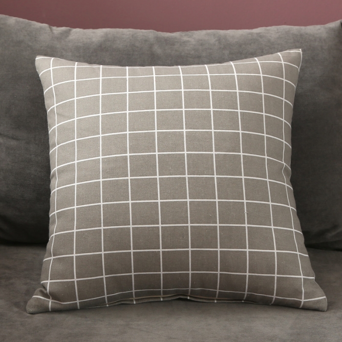 91家纺网 家纺一手货源 找家纺 橘夏纺织品 2025新款 橘夏 抱枕 灰格子