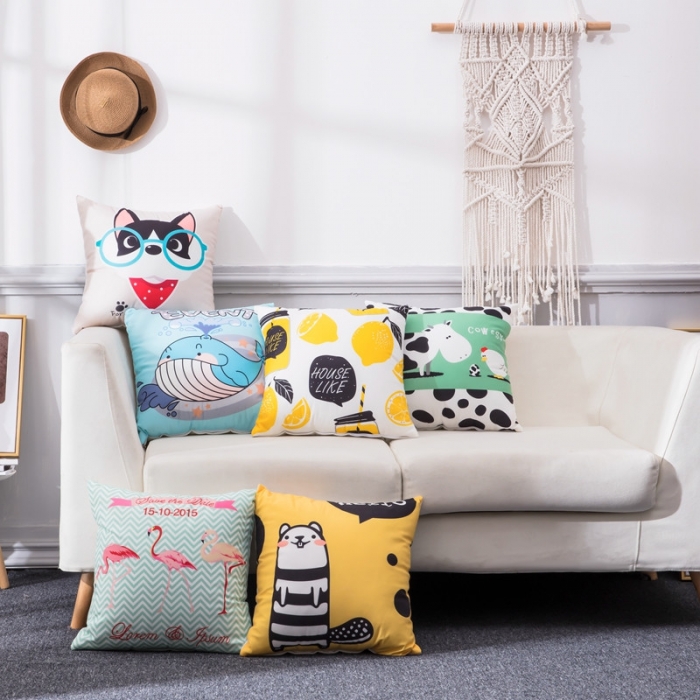 91家纺网 家纺一手货源 找家纺 橘夏纺织品 2025新款亲肤短毛绒印花抱枕 爱情鸟