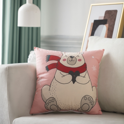 91家纺网 家纺一手货源 找家纺 橘夏纺织品 2025新款亲肤短毛绒印花抱枕 爱心熊