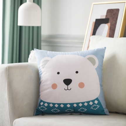 91家纺网 家纺一手货源 找家纺 橘夏纺织品 2025新款亲肤短毛绒印花抱枕 呆萌熊