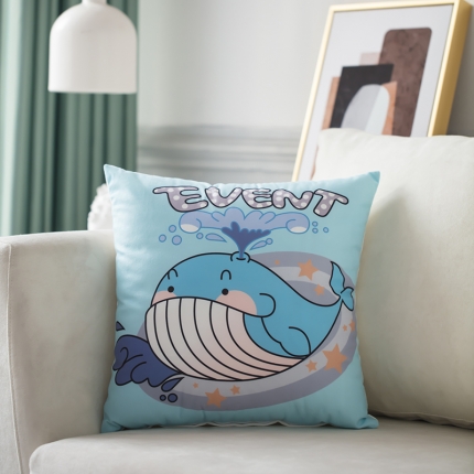 91家纺网 家纺一手货源 找家纺 橘夏纺织品 2025新款亲肤短毛绒印花抱枕 蓝鲸鱼
