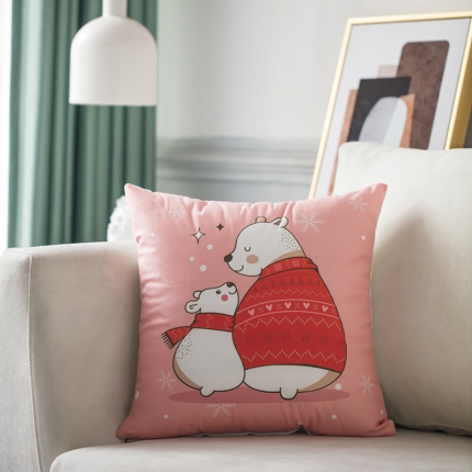 91家纺网 家纺一手货源 找家纺 橘夏纺织品 2025新款亲肤短毛绒印花抱枕 母子熊