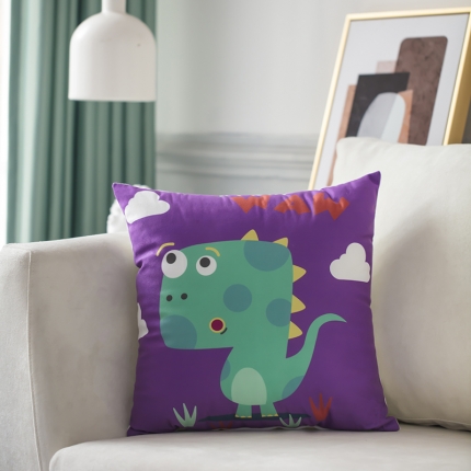 91家纺网 家纺一手货源 找家纺 橘夏纺织品 2025新款亲肤短毛绒印花抱枕 小恐龙