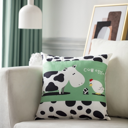 91家纺网 家纺一手货源 找家纺 橘夏纺织品 2025新款亲肤短毛绒印花抱枕 小奶牛