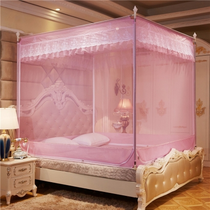 91家纺网 家纺一手货源 找家纺 艺利轩 2025新款坐床蚊帐695外穿 粉色