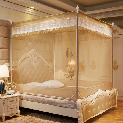 91家纺网 家纺一手货源 找家纺 艺利轩 2025新款坐床蚊帐695外穿 黄色