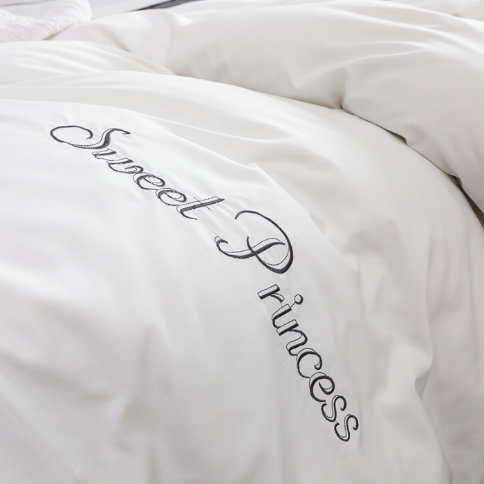 91家纺网 家纺一手货源 找家纺 骏腾  2022新款甜蜜公主系列水洗冰丝四件套 白灰