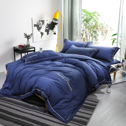 骏腾  2022新款甜蜜公主系列水洗冰丝四件套 宝蓝