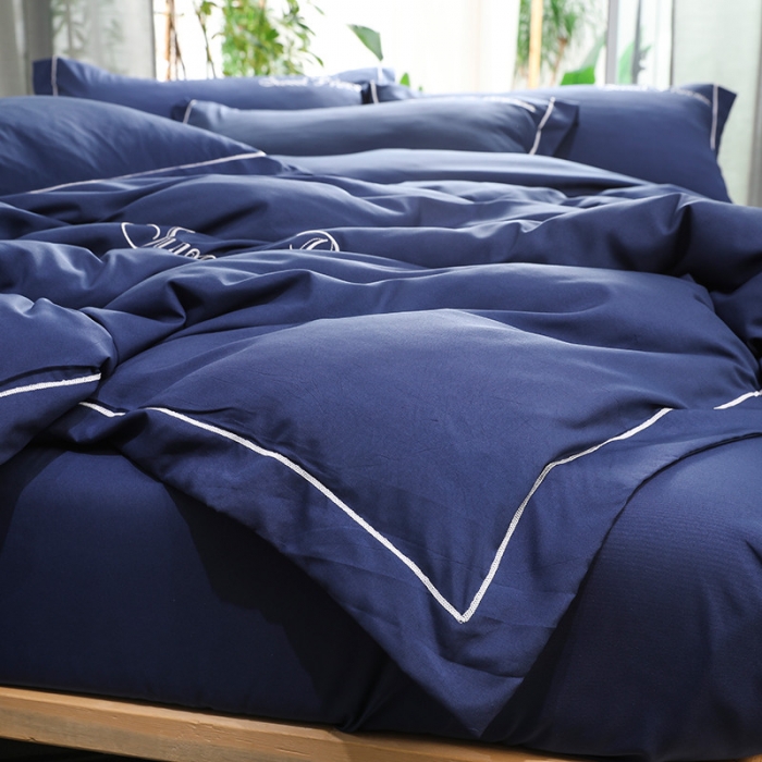 91家纺网 家纺一手货源 找家纺 骏腾  2022新款甜蜜公主系列水洗冰丝四件套 宝蓝