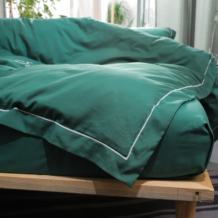 91家纺网 家纺一手货源 找家纺 骏腾  2022新款甜蜜公主系列水洗冰丝四件套 墨绿