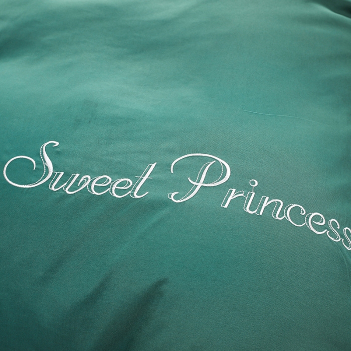 91家纺网 家纺一手货源 找家纺 骏腾  2022新款甜蜜公主系列水洗冰丝四件套 墨绿