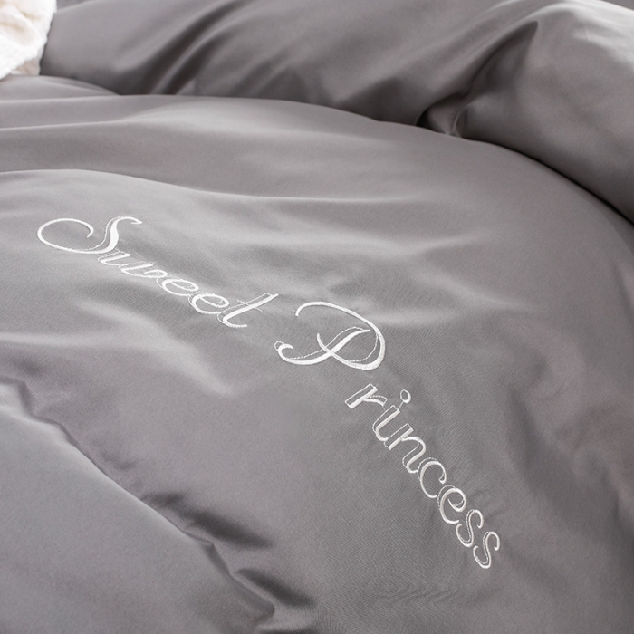 91家纺网 家纺一手货源 找家纺 骏腾  2022新款甜蜜公主系列水洗冰丝四件套 深灰