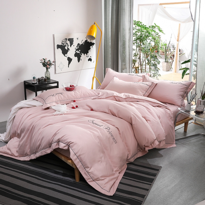 91家纺网 家纺一手货源 找家纺 骏腾  2022新款甜蜜公主系列水洗冰丝四件套 香槟