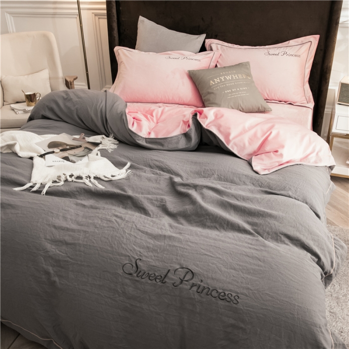 91家纺网 家纺一手货源 找家纺 骏腾 2022新款甜心公主水晶绒绣花四件套 甜心公主-灰玉