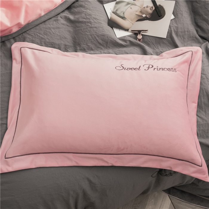 91家纺网 家纺一手货源 找家纺 骏腾 2022新款甜心公主水晶绒绣花四件套 甜心公主-灰玉