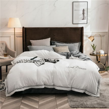 91家纺网 家纺一手货源 找家纺 （总）骏腾 2022新款甜心公主水晶绒绣花四件套