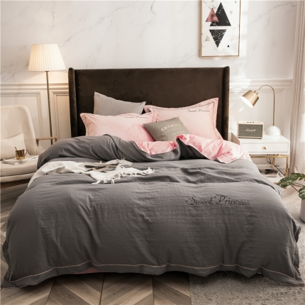 91家纺网 家纺一手货源 找家纺 （总）骏腾 2022新款甜心公主水晶绒绣花四件套