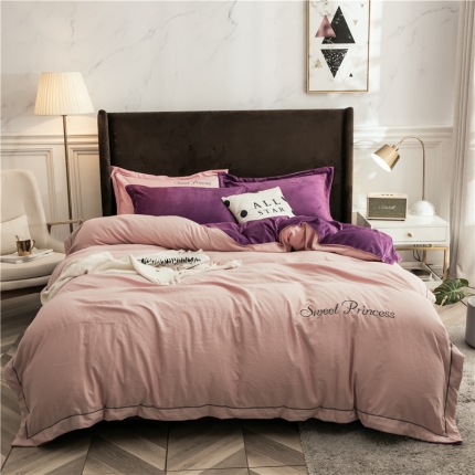 91家纺网 家纺一手货源 找家纺 （总）骏腾 2022新款甜心公主水晶绒绣花四件套