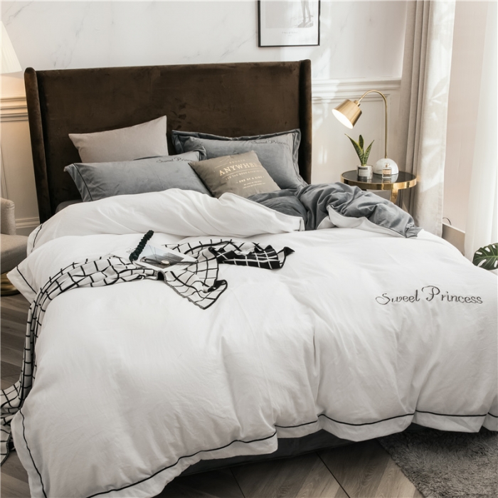 91家纺网 家纺一手货源 找家纺 （总）骏腾 2022新款甜心公主水晶绒绣花四件套