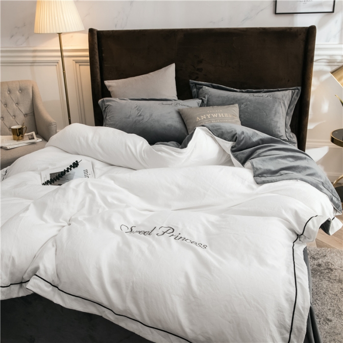 91家纺网 家纺一手货源 找家纺 （总）骏腾 2022新款甜心公主水晶绒绣花四件套