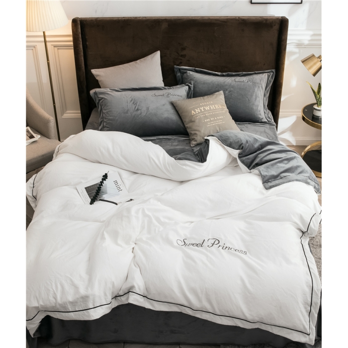 91家纺网 家纺一手货源 找家纺 （总）骏腾 2022新款甜心公主水晶绒绣花四件套