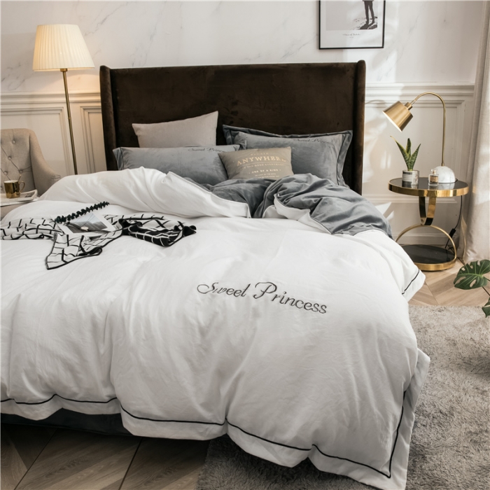 91家纺网 家纺一手货源 找家纺 （总）骏腾 2022新款甜心公主水晶绒绣花四件套