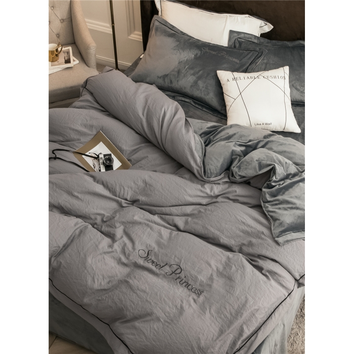 91家纺网 家纺一手货源 找家纺 （总）骏腾 2022新款甜心公主水晶绒绣花四件套床笠款