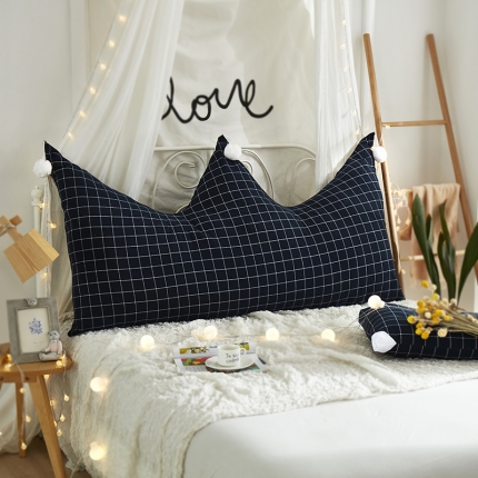 91家纺网 家纺一手货源 找家纺 微枕芯 水洗棉简约系大靠背水洗棉藏青格子